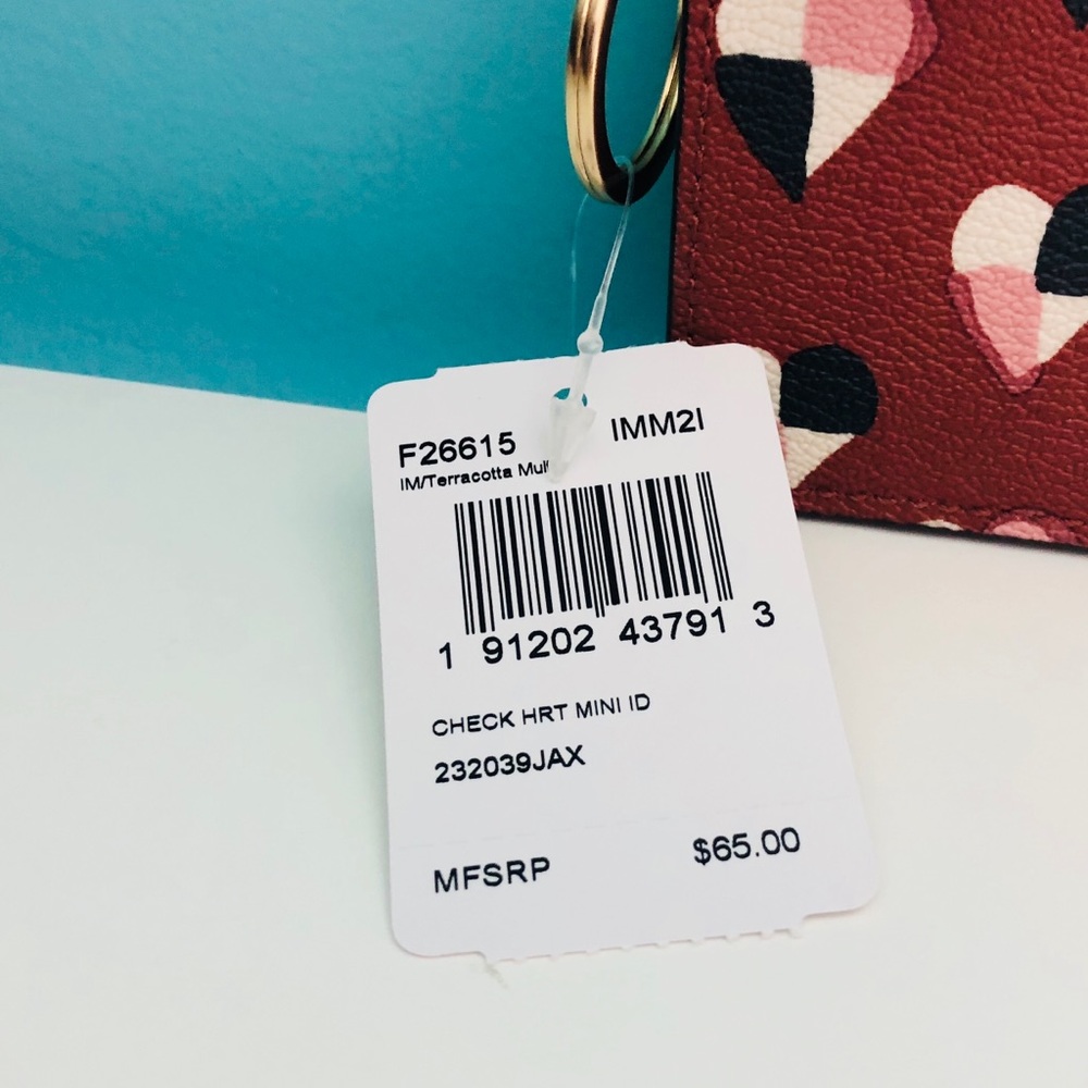 Sold Coach mini ID skinny pouch in checkered heart - Picture 4 of 5